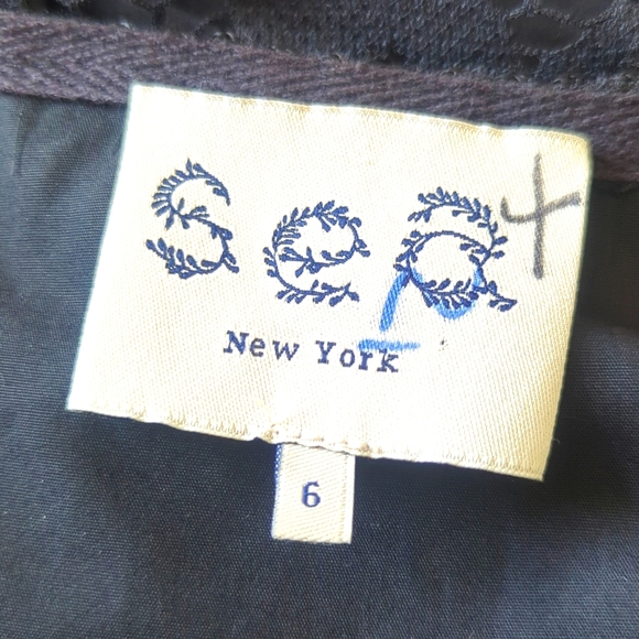 Sea New York Black Cotton Guipure Lace Sleeve Mini Dress - Picture 5 of 6